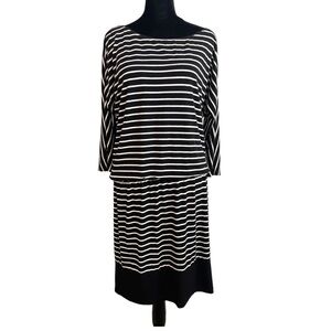White House Black Market 3/4 Sleeve Striped Casual Dress Women's Size Small